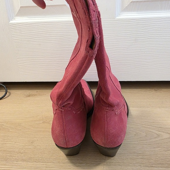 Gianni Bini Pink Suede Festival Going Out Cowgirl Mid Calf Boots Sizs 9.5M - Picture 5 of 12